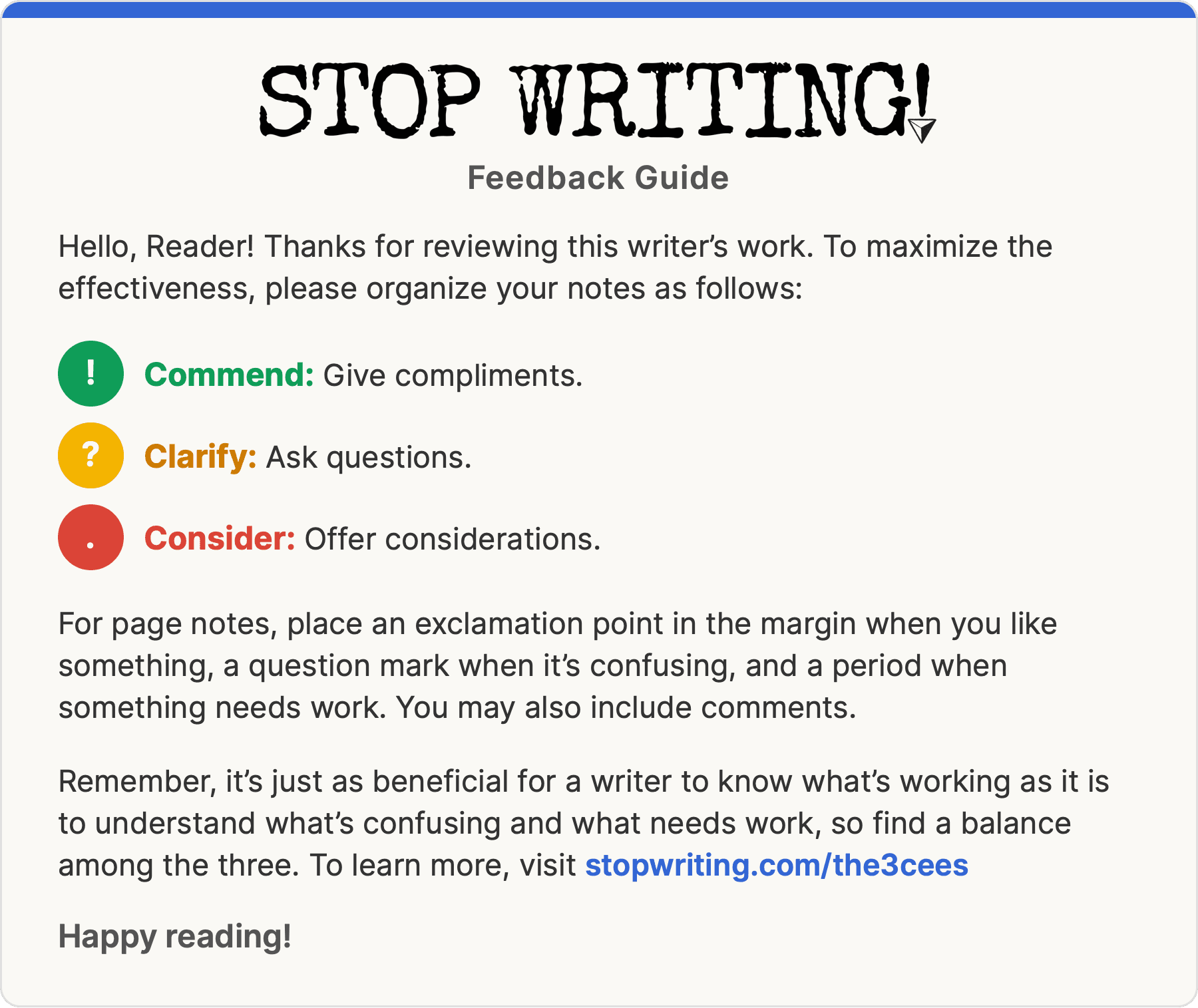The Three Cs Feedback Guide — Commend, Clarify, Consider